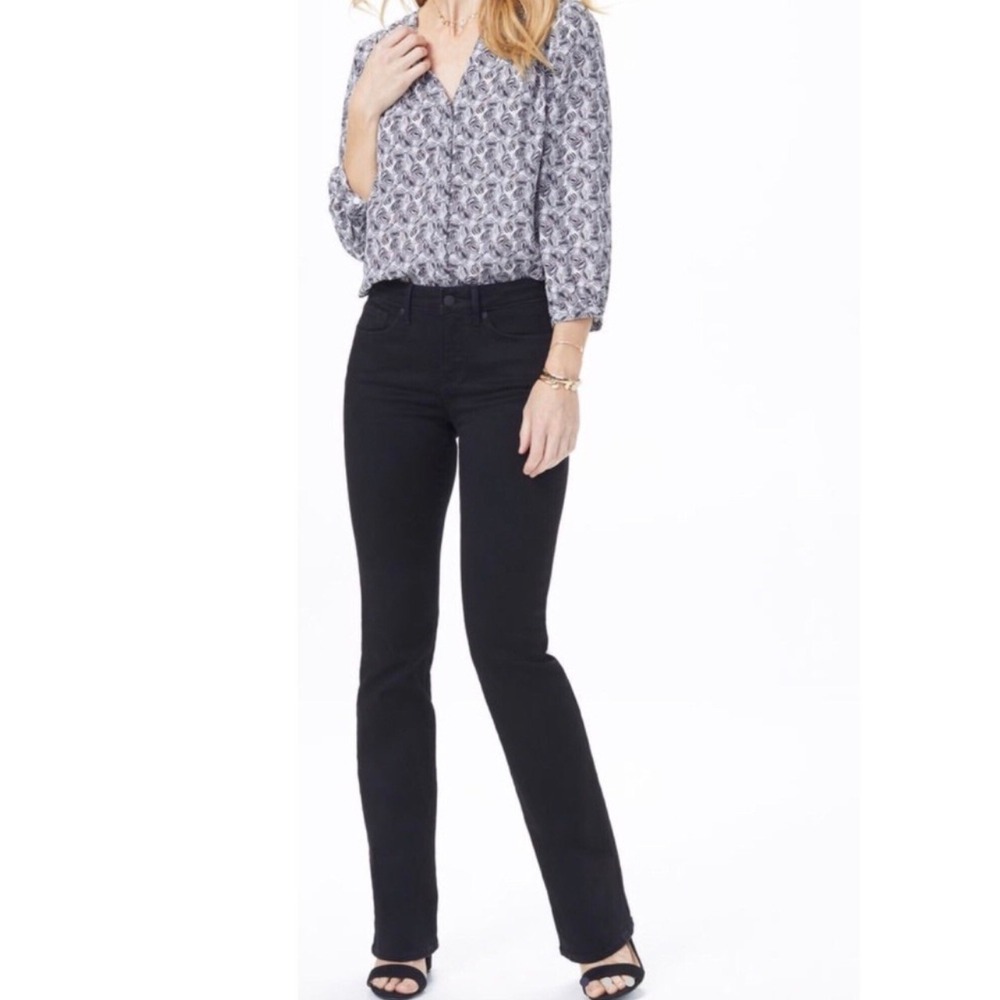 NYDJ‎ Barbara Bootcut Jeans Black High Rise Stretch Denim Size 6 x 32 Capsule